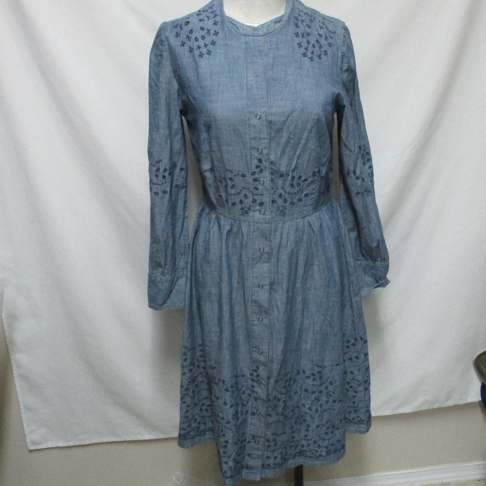 Lucky Brand eyelet Chambray Dress snap NEW NWT 8